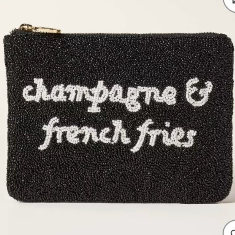 Kate Spade x Target Champagne French Fries Beaded Clutch Collab Glam NWT